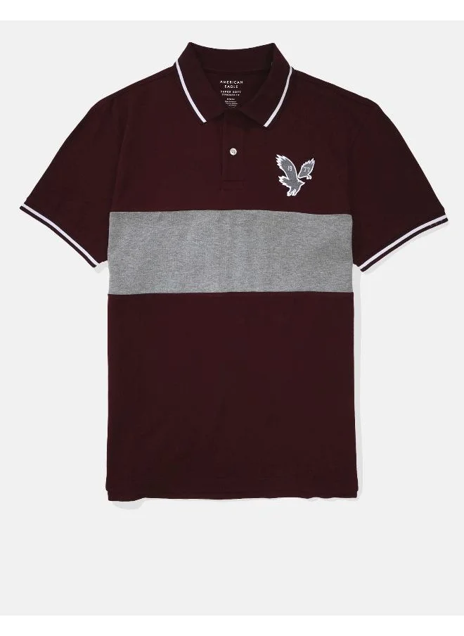 American Eagle Color Block Pique Polo