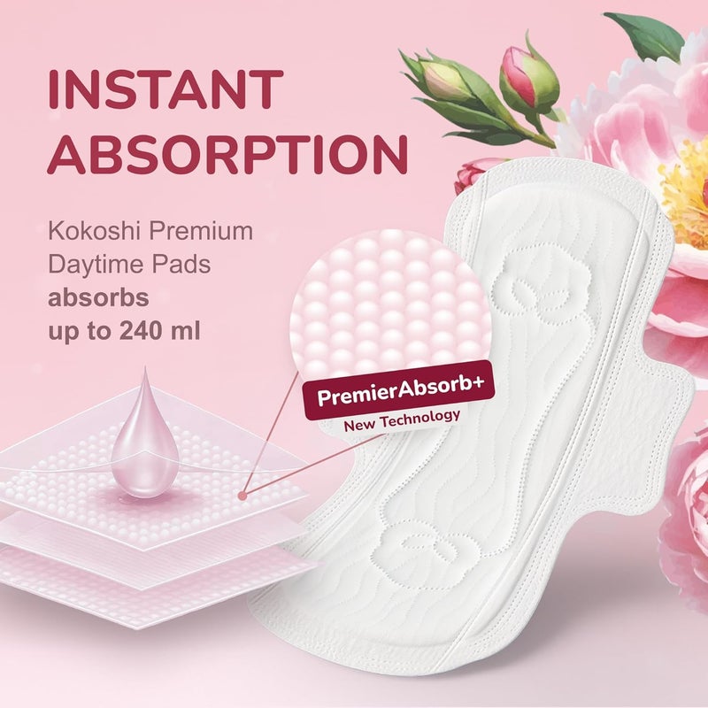 Kokoshi Premium Sanitary Pads for Women – 245mm, 30 Count | Ultra-Soft, Hypoallergenic, Ultra-Thin, High Absorbency | Day Use Pads for Comfort & Freshness - Image 3