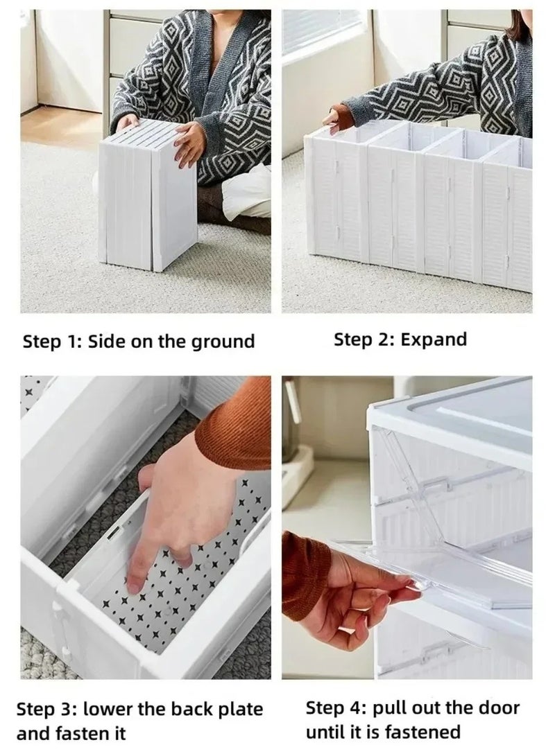 شوبيت منظم تخزين أحذية قابل للطي مكون من 6 طبقات، خزانة متعددة الأغراض لتنظيم الأحذية ذات الكعب العالي والأحذية الرياضية والأحذية الرياضية والنعال  أبيض - Image 4