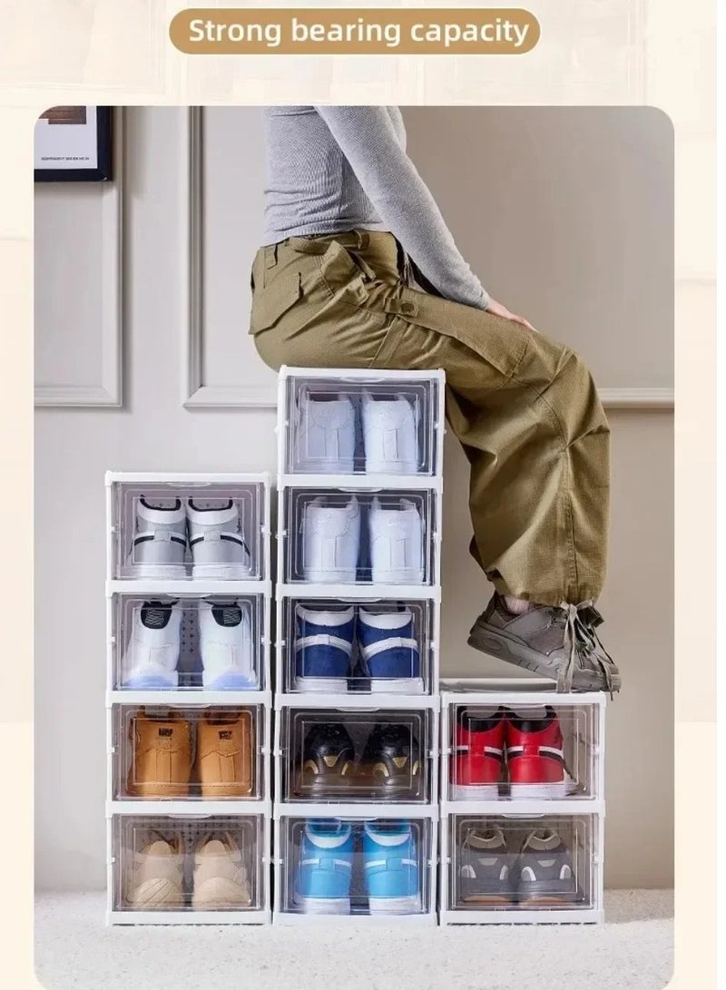 شوبيت منظم تخزين أحذية قابل للطي مكون من 6 طبقات، خزانة متعددة الأغراض لتنظيم الأحذية ذات الكعب العالي والأحذية الرياضية والأحذية الرياضية والنعال  أبيض - Image 3