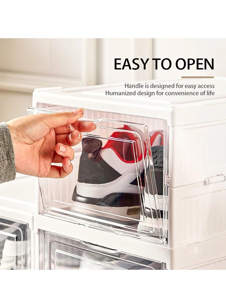 شوبيت منظم تخزين أحذية قابل للطي مكون من 6 طبقات، خزانة متعددة الأغراض لتنظيم الأحذية ذات الكعب العالي والأحذية الرياضية والأحذية الرياضية والنعال  أبيض - Image 5