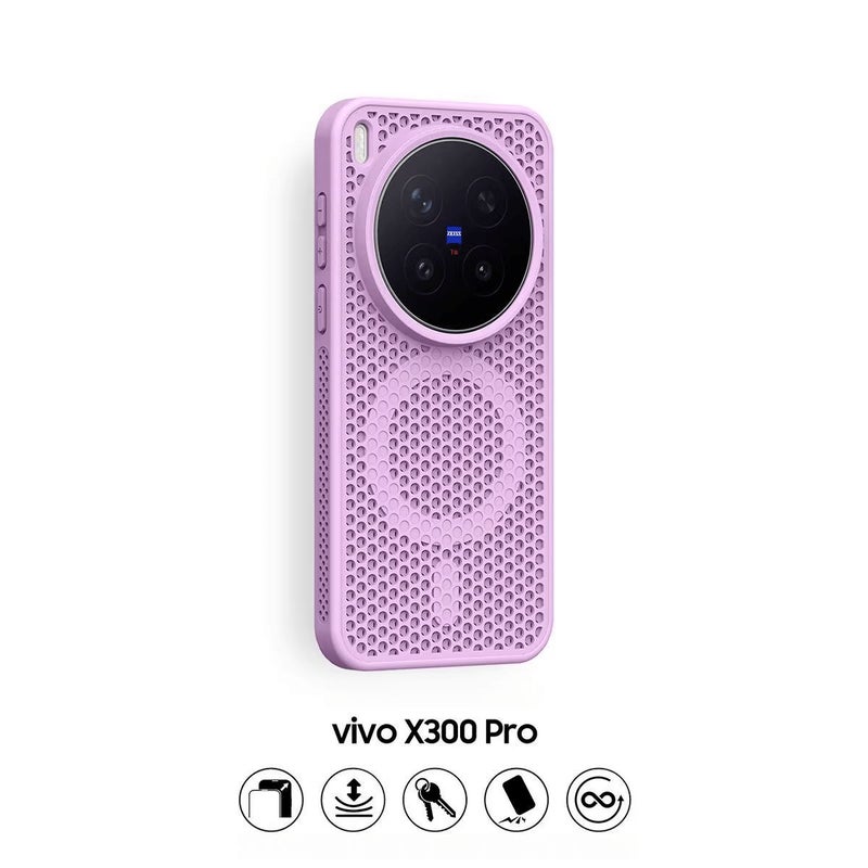 White Ultra Thin Honeycomb Breathable Heat Dissipation Phone Case for Vivo X200 Pro Mini Magnetic Full Coverage Protective Cover Drop Resistant Simple Business Premium Soft Edge - Image 3