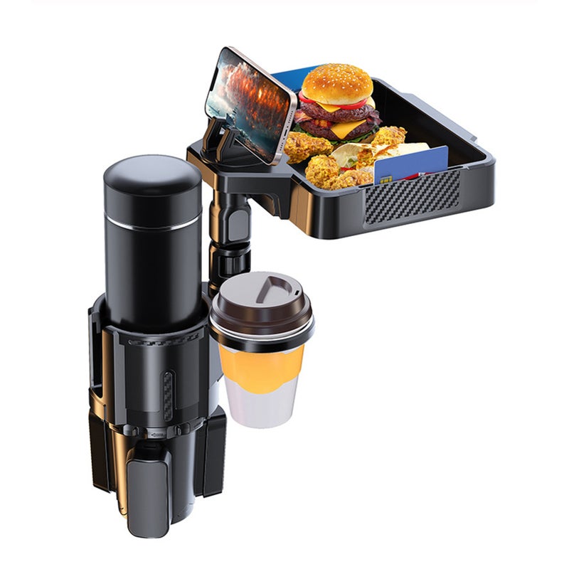 Cup Holder Tray for Car Dual Cap Holder 4IN1 Adjustable Car Cup Holder Multifunctional Car Drink Phone Holders Snack Tray Expander - Image 1
