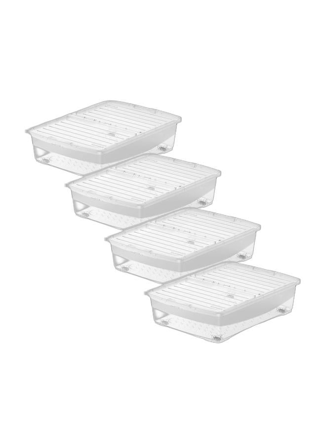 Cosmoplast صندوق تخزين بلاستيكي سعة 45 لتر تحت السرير مع عجلات وغطاء قابل للقفل شفاف (عبوة من 4) - Image 1