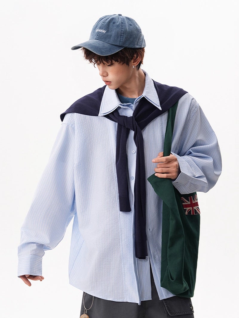 Detachable Shawl Long Sleeve Shirt Casual Loose Couple Cardigan Blouse