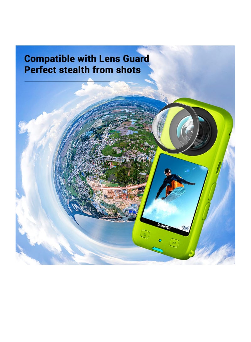 Protection Kit for Insta 360 X3, Silicone Protective Case with 2 Pcs Screen Protector for Insta360 X3 Accessories (Green) - Image 5
