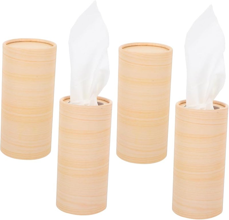4 Pack Refillable Car Tissue Holder Cylinder Tube Vehicle Organizer Black - Image 1