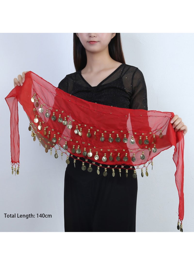 Belly Dance Hip Scarf Waist Belt With Gold Coins  - Image 3