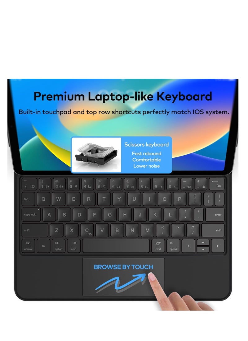 Keyboard Case for iPad 10th Generation 2022 & 11th (A16, 2025) – Magic-Style Keyboard with Multi-Touch Trackpad – Floating Cantilever Stand – Magnetic Case for iPad 10.9 inch 10th / 11th Gen.