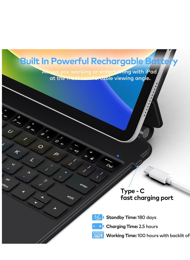 Keyboard Case for iPad 10th Generation 2022 & 11th (A16, 2025) – Magic-Style Keyboard with Multi-Touch Trackpad – Floating Cantilever Stand – Magnetic Case for iPad 10.9 inch 10th / 11th Gen.