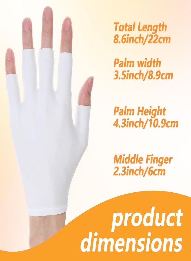 Bremorou 4 Pairs White Cotton Fingerless Gloves Moisturizing Gloves for Men Women Cut 5 Fingertips Fingerless Touchscreen Design for Dry Hands Sleeping Eczema Spa Treatment Overnight Hydration Gifts - Image 2