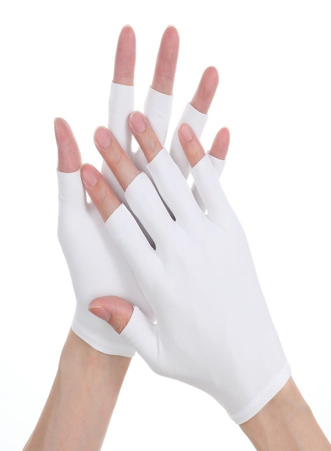 Bremorou 4 Pairs White Cotton Fingerless Gloves Moisturizing Gloves for Men Women Cut 5 Fingertips Fingerless Touchscreen Design for Dry Hands Sleeping Eczema Spa Treatment Overnight Hydration Gifts - Image 1