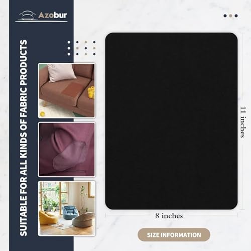Azobur Velvet Patch,Self-Adhesive Rectangular Flannel Fabric Patch,Multicolor Available Anti Scratch Velvet 8X11 Inch Peel and Stick for Sofas, Automotive Interior, Handbags,and Pillow (Black) - Image 2
