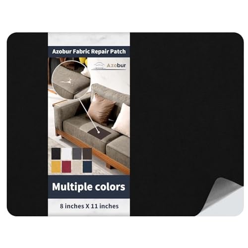 Azobur Velvet Patch,Self-Adhesive Rectangular Flannel Fabric Patch,Multicolor Available Anti Scratch Velvet 8X11 Inch Peel and Stick for Sofas, Automotive Interior, Handbags,and Pillow (Black) - Image 1