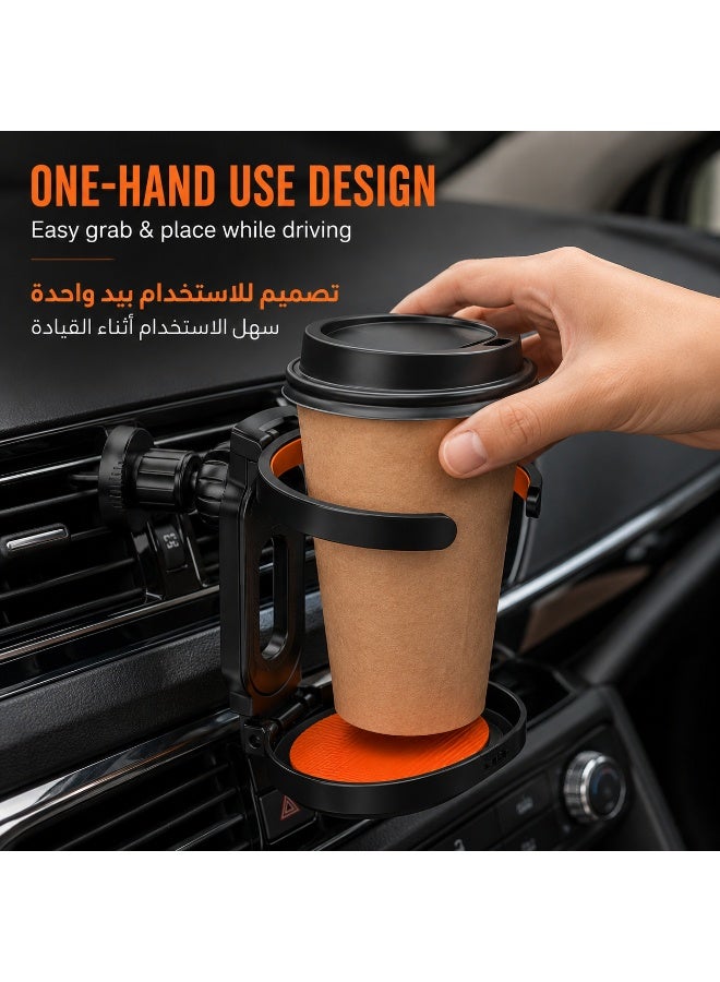 حامل أكواب قابل للطي للسيارة يُثبت على فتحة التهوية - حامل مقاوم للانسكاب والسقوط - تصميم مدمج موفر للمساحة - تشغيل بيد واحدة - مناسب لجميع الأكواب والسيارات - (ذهبي وردي) - Image 3