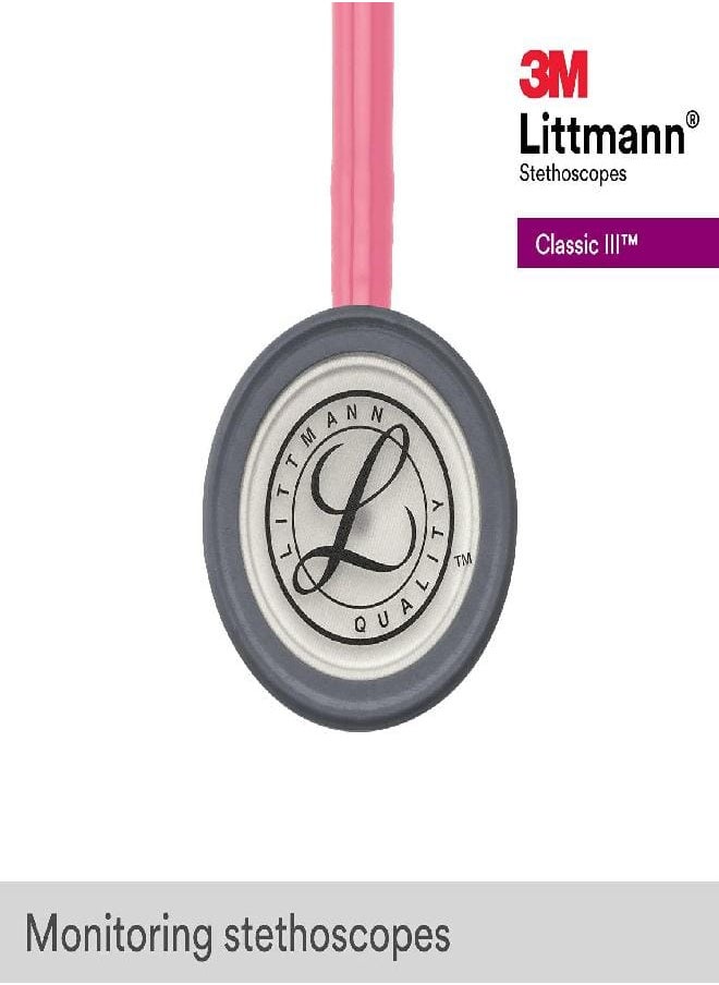 3M Littmann 3M Littmann Classic III Monitoring Stethoscope, 5633, More Than 2X as Loud*, Weighs Less, Stainless Steel Chestpiece, 27' Pearl Pink Tube  - Image 4