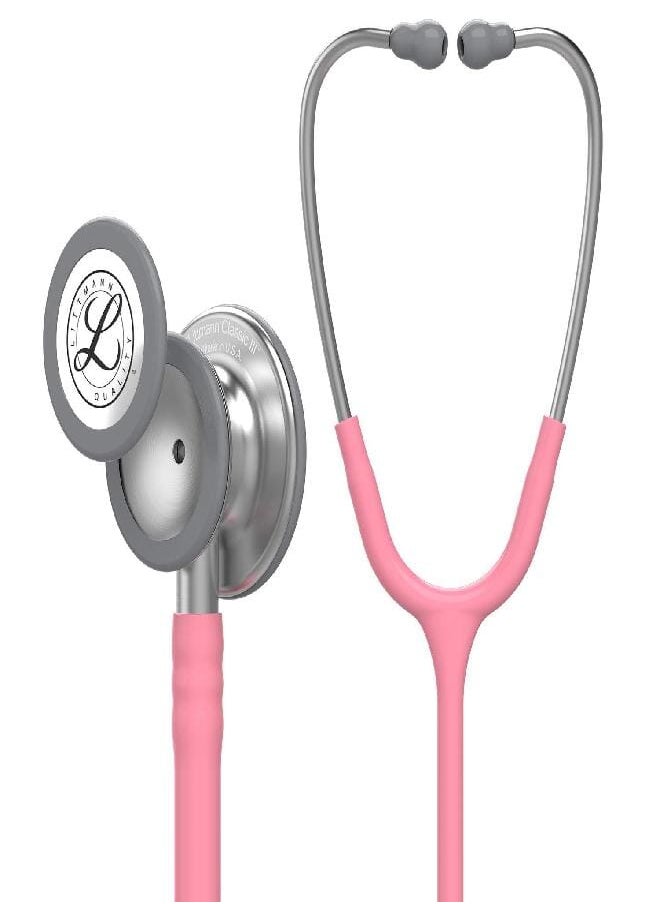 3M Littmann 3M Littmann Classic III Monitoring Stethoscope, 5633, More Than 2X as Loud*, Weighs Less, Stainless Steel Chestpiece, 27' Pearl Pink Tube  - Image 1