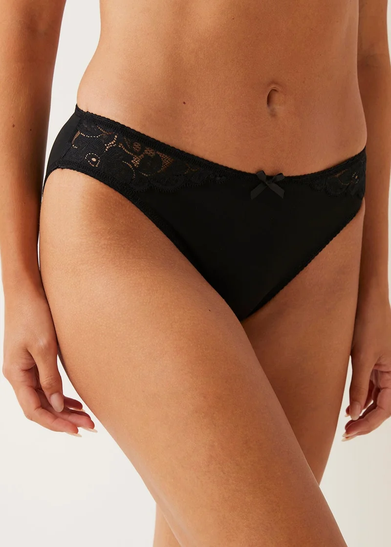 Matalan 3 Pack Micro Lace High Leg Knickers