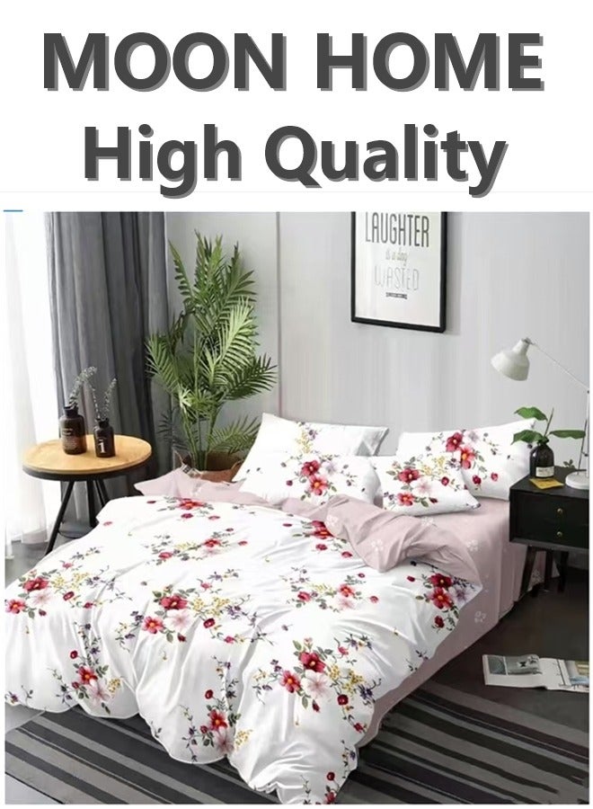 MOON HOME Luxury 6-Piece Duvet Cover Set – King/Queen/Single Sizes – Includes Comforter Cover, Fitted Sheet & 4 Pillowcases – Elegant & Comfortable Bedding