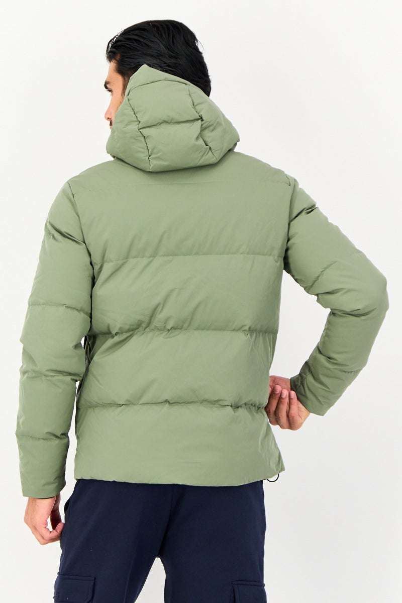 Reebok Men Sportswear Fit Outdoor Puffer Hoodie Jacket, Olive - Image 4
