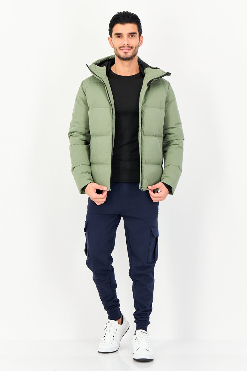 Reebok Men Sportswear Fit Outdoor Puffer Hoodie Jacket, Olive - Image 2