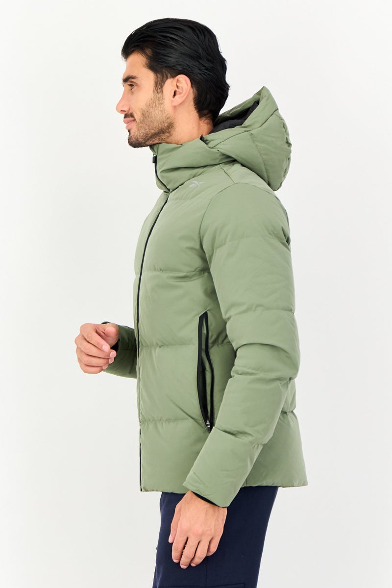 Reebok Men Sportswear Fit Outdoor Puffer Hoodie Jacket, Olive - Image 3