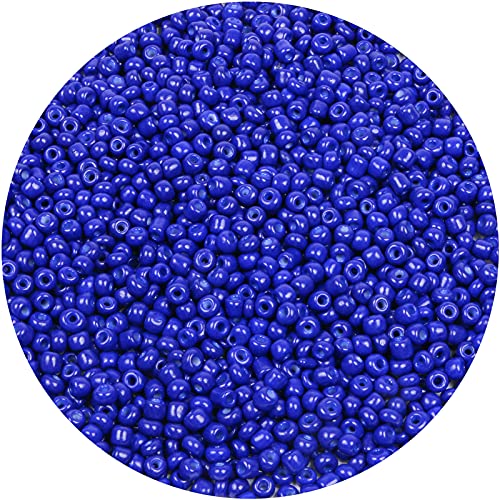 MIKIMIQI 2200pcs Glass Seed Beads Bulk 4mm 60 Pony Beads Bulk for Jewelry Making Mini Spacer Beads Loose Beads Craft Small Glass Seed Beads for DIY Bracelet Wrist Royal Blue