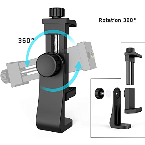 HUMBLE® 360-Degree Cell Phone Holder with Adjustable Clamp Phone Tripod Mount Adapter Compatible with Smartphones & All Types of Tripods with 1/4 Screw - Image 3