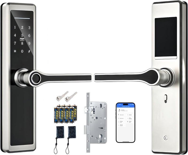 ماكايورون قفل ذكي، إصدار بلوتوث TT Lock، فتح بواسطة بصمة الإصبع، NFC، كلمة المرور، التحكم عن بعد، المفتاح الميكانيكي. مزود بقفل 4585، مقابض قابلة للتبديل لليسار واليمين - Image 1
