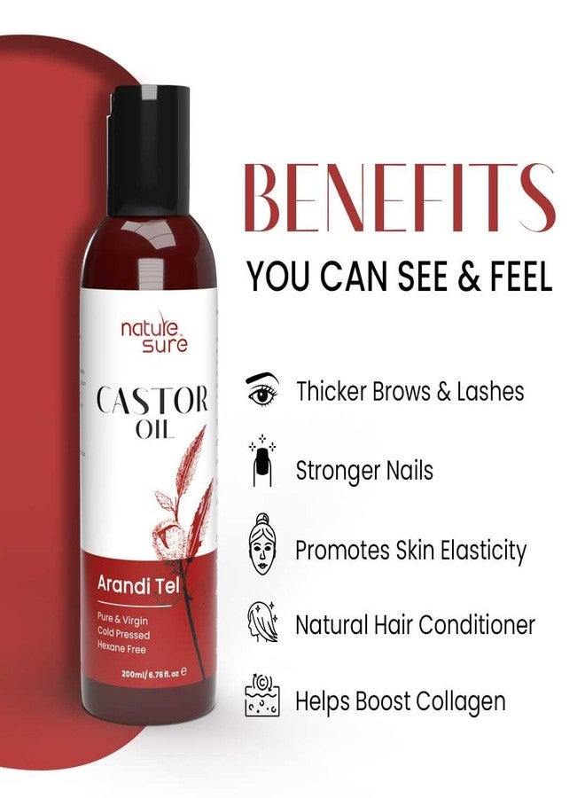 Nature Sure Castor Oil 200ml Arandi Tel for Brows, Lashes and Nails, Virgin Cold-Pressed Hair Oil IP-Grade, Repairs Cracked Heels - Image 4