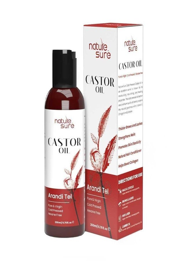 Nature Sure Castor Oil 200ml Arandi Tel for Brows, Lashes and Nails, Virgin Cold-Pressed Hair Oil IP-Grade, Repairs Cracked Heels - Image 1