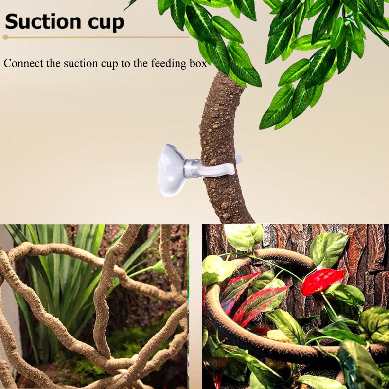 HERCOCCI Crested Gecko Tank Accessories, Reptile Hanging Plants Vines with Coconut Shell Ladder Hideout Hermit Crab Decor for Lizard, Chameleon Cage, Snakes, Hermit Crab, Leopard Gecko - Image 5