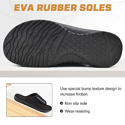 ONCAI Mens House Slippers with Arch Support，Fur Slides with Orthopedic for Plantar Fasciitis Footbed and Adjustable Strap Black Size 10.5 - Image 5