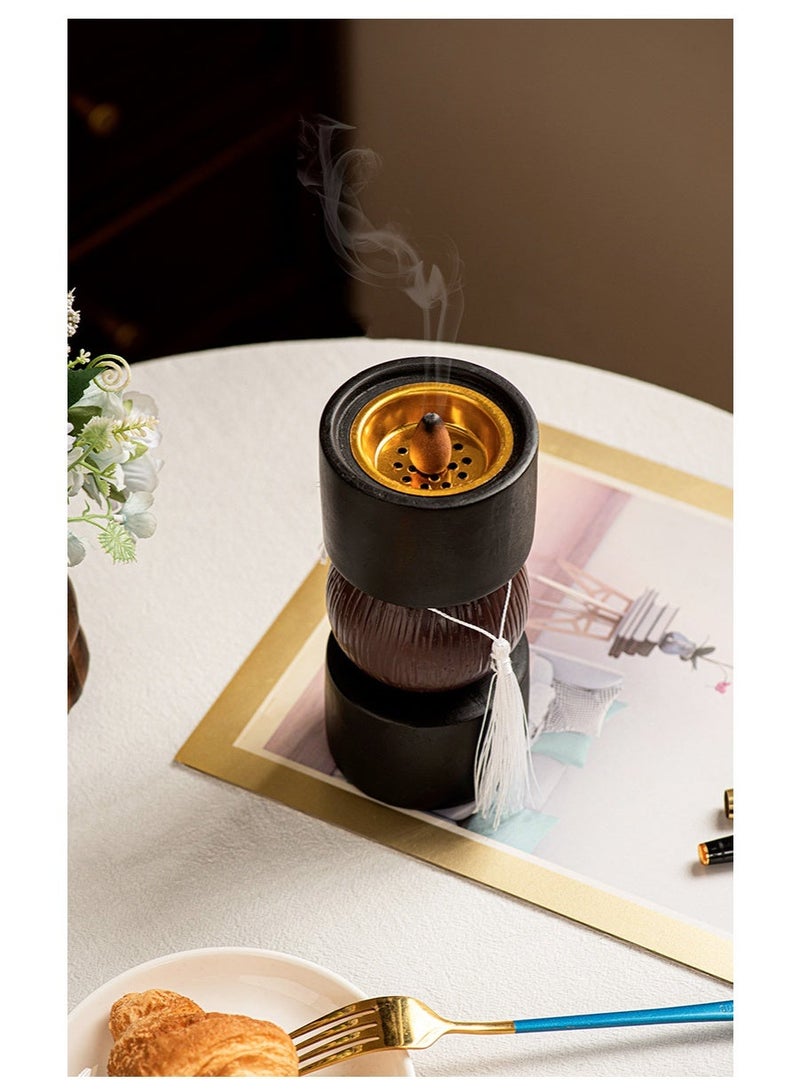 Modern Minimalist Resin Incense Burner, Dumbbell-Shaped with Tassel, 16.8cm Tall - Image 4