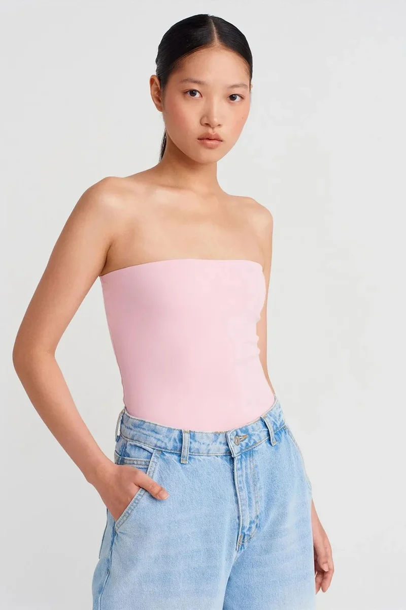 DILVIN Strapless Slim-fit Jersey Blouse