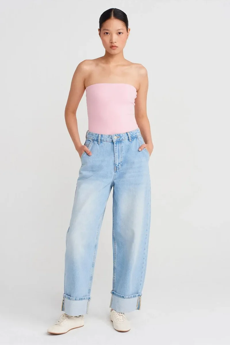 Dilvin Blush Pink DILVIN Strapless Slim-fit Jersey Blouse for Women | Best Price UAE