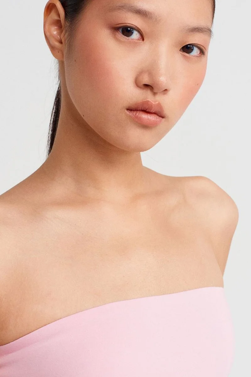 Dilvin Blush Pink DILVIN Strapless Slim-fit Jersey Blouse for Women | Best Price UAE