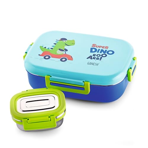 Ganesh Stainless Steel Genius Insulated Airtight Leak-Proof Lunch Box for Office, School, Picnic - 750 ml - Green - Image 1