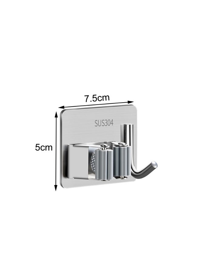 Stainless Steel Adhesive Mop Holder, Bathroom Wall Mounted Broom, Mop Cloth, Door Storage, Bathroom Mop Clamp Hook,5 Pcs - Image 2