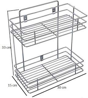 Nirgun Empex Stainless Steel 2 Layer Wall Mount Kitchen Rack Organizer Bathroom Shelves Kitchen Container - Image 5