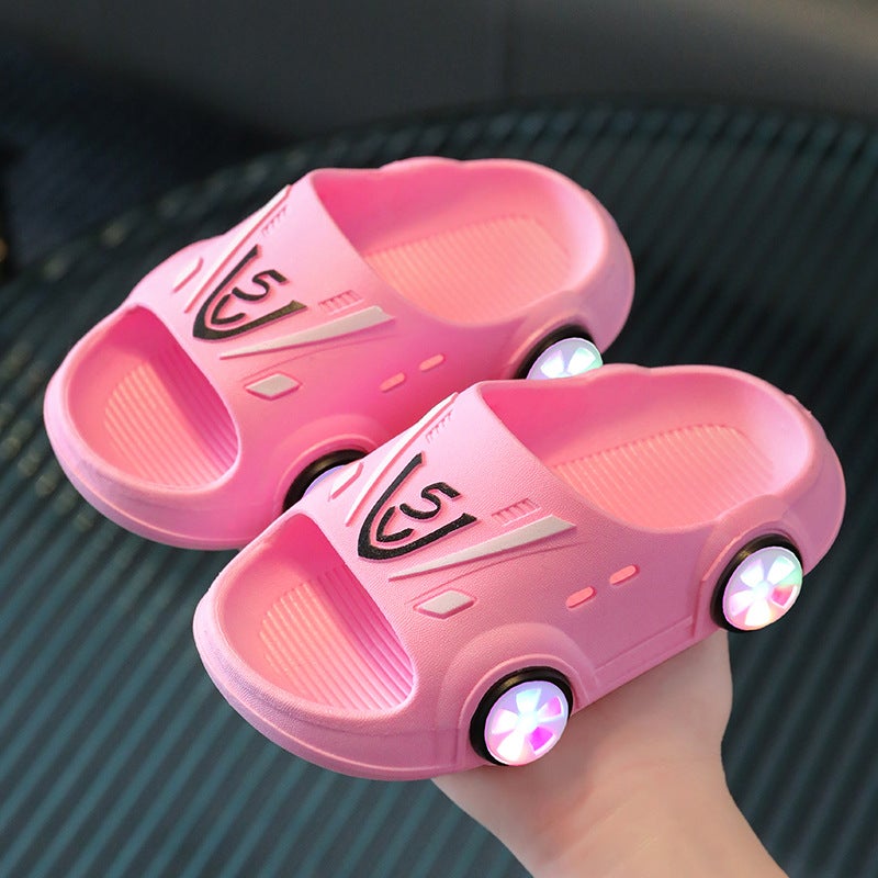 Kids Summer Slip-Resistant Cartoon Car Slippers (Light) Pink  - Image 1