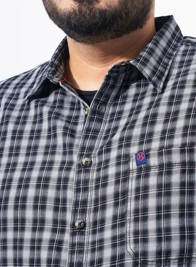 Take Two Plus Men Black Regular Fit Checkered Shirt By HardSoda