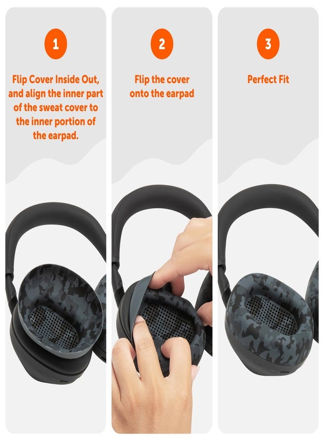 WC SweatZ XM6 - Patented Silicone Sweat Protection Ear Pads Compatible with Sony WH-1000XM6 by Wicked Cushions | Sweatproof and Easy Washable | Black Camo - Image 5