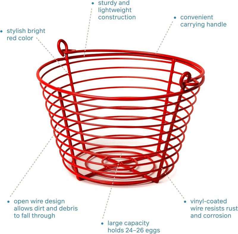 PH Prevue Hendryx Prevue Pet Products 8 Inch Red Vinyl Coated Metal Egg Basket, Holds 24-36 Eggs - SP468 - Image 4