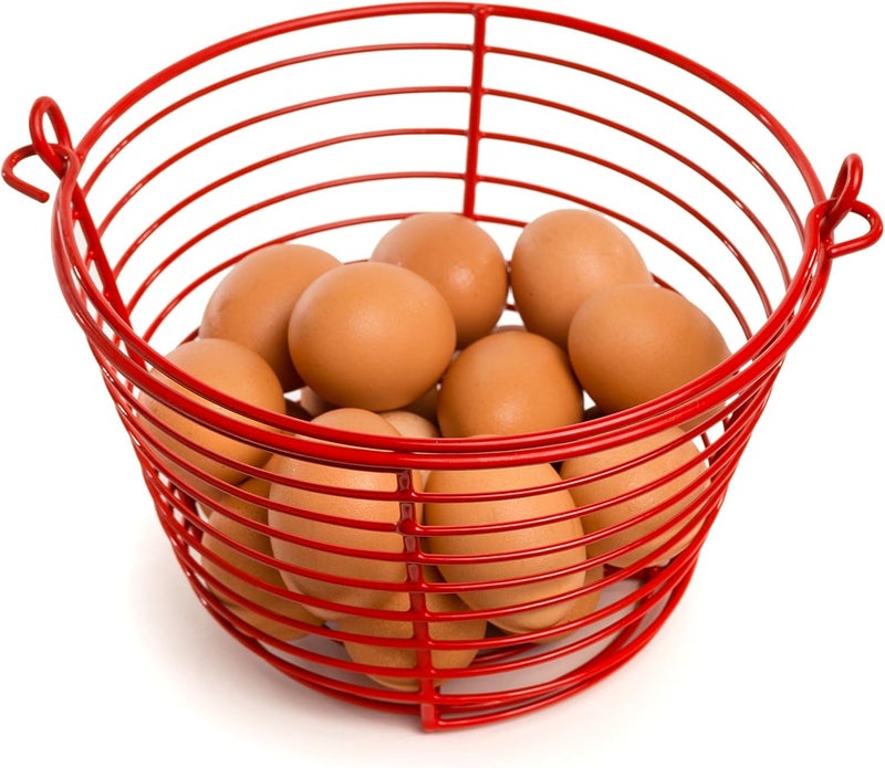 PH Prevue Hendryx Prevue Pet Products 8 Inch Red Vinyl Coated Metal Egg Basket, Holds 24-36 Eggs - SP468 - Image 2
