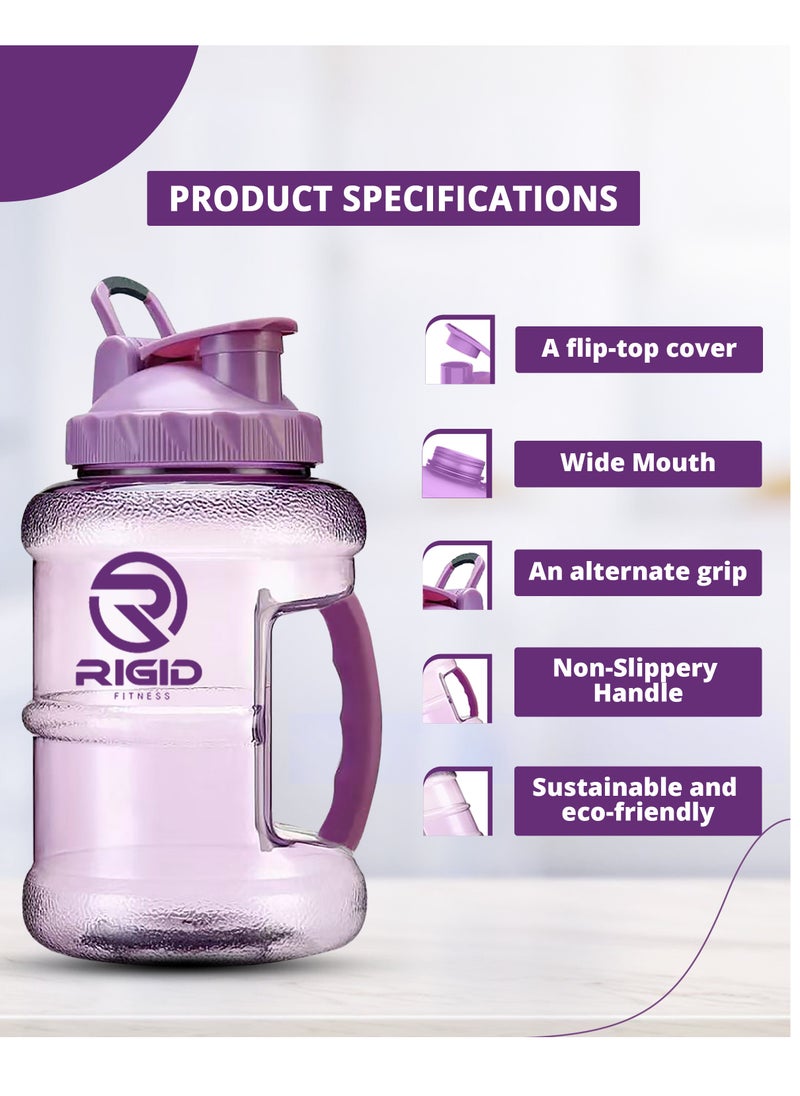 RIGID FITNESS Gym Bottle BPA-Free 2.5L - Hydration Jug - Leak-Proof Sport Water Bottle, Odorless & Transparent - Ideal Jug for Gym, Fitness and Outdoor Activities - Safe & No Smell (Purple/Transparent)  - Image 3