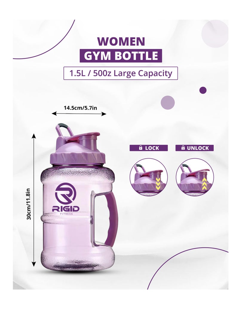 RIGID FITNESS Gym Bottle BPA-Free 2.5L - Hydration Jug - Leak-Proof Sport Water Bottle, Odorless & Transparent - Ideal Jug for Gym, Fitness and Outdoor Activities - Safe & No Smell (Purple/Transparent)  - Image 5