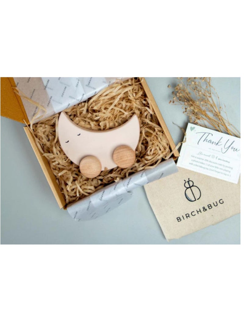 بيرتش آند باغز لعبة القمر الخشبية المتدحرجة، آمنة وناعمة ومستديرة وذات حجم مثالي للأيدي الصغيرة، ألعاب سكاي رولينج الرائعة للأطفال الصغار - Image 1