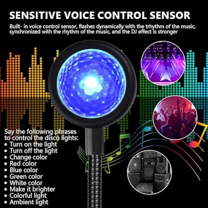 BIGTHREE Led Roof Atmosphere Light Car Roof Star Night Projector Light Sound Activated Led Lamp Car Roof Adjustable Lights 3 Colors 9 Lighting Effects For Car Home Party Ceiling Bedroom - Image 5