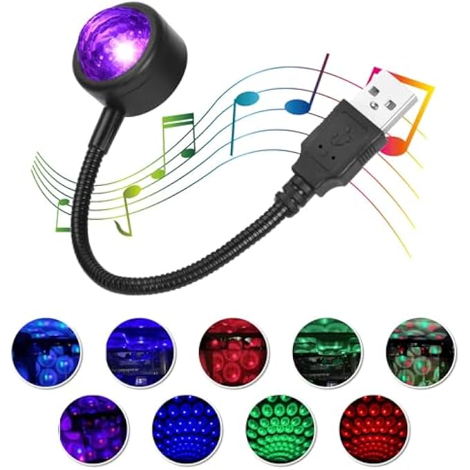 BIGTHREE Led Roof Atmosphere Light Car Roof Star Night Projector Light Sound Activated Led Lamp Car Roof Adjustable Lights 3 Colors 9 Lighting Effects For Car Home Party Ceiling Bedroom - Image 1